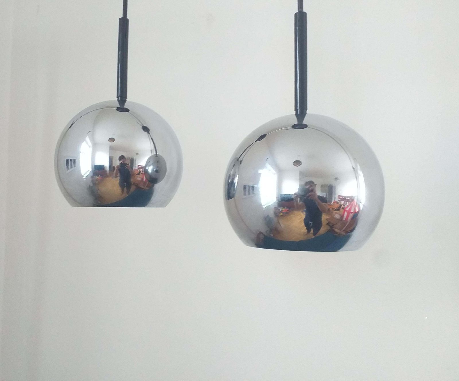 Pair Of Mid Century Pendants Staff Leuchten, Motoko Ishii, Germany, 1970s. photo vintage