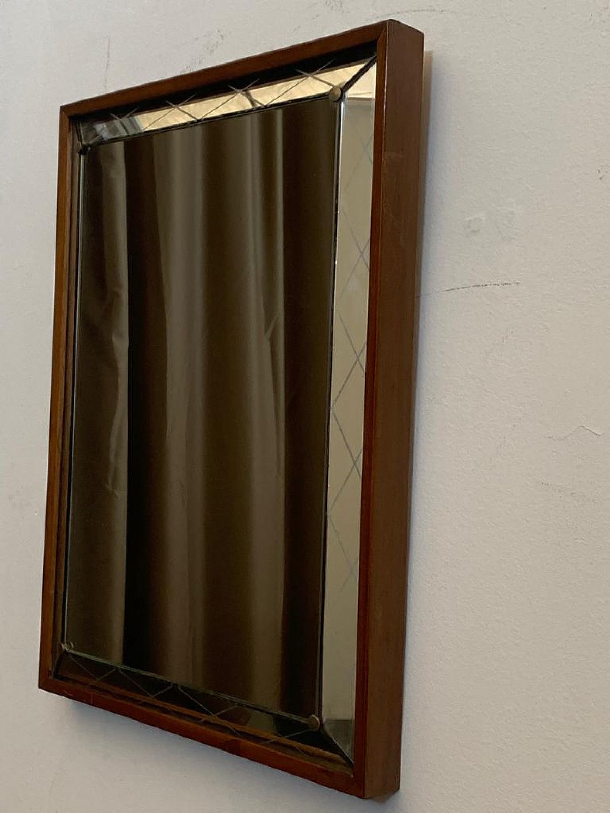 photo furniture Art Deco Mirror With Raised And Engraved Edge, 1930s