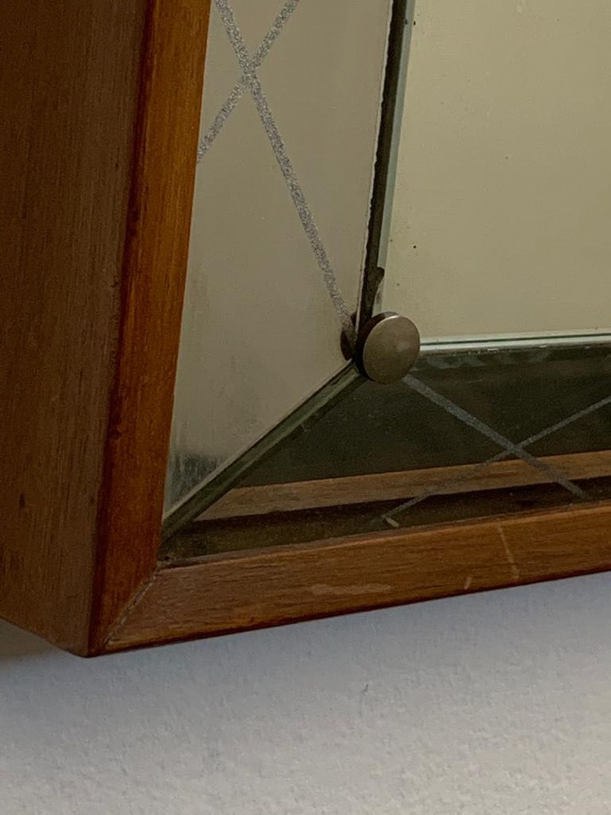 photo for sale Art Deco Mirror With Raised And Engraved Edge, 1930s