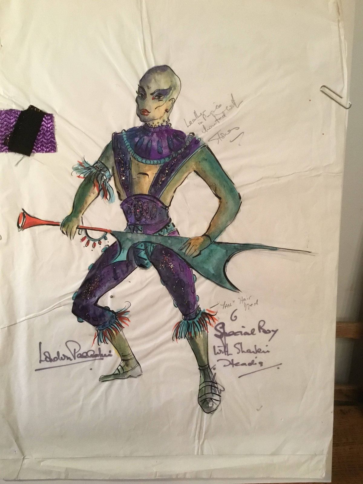 Fabulous Pair Of Original Theatre/Ballet Costume Designs By Robert St John Roper “Aladdin “ At The London Palladium 1956