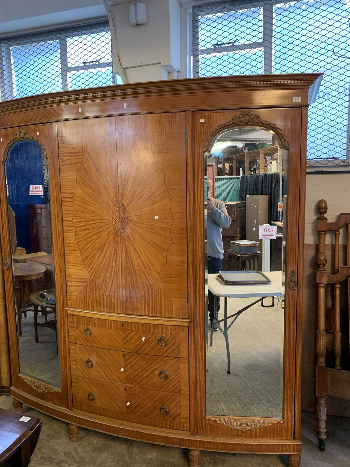 A Quality Satinwood Edwardian Wardrobe