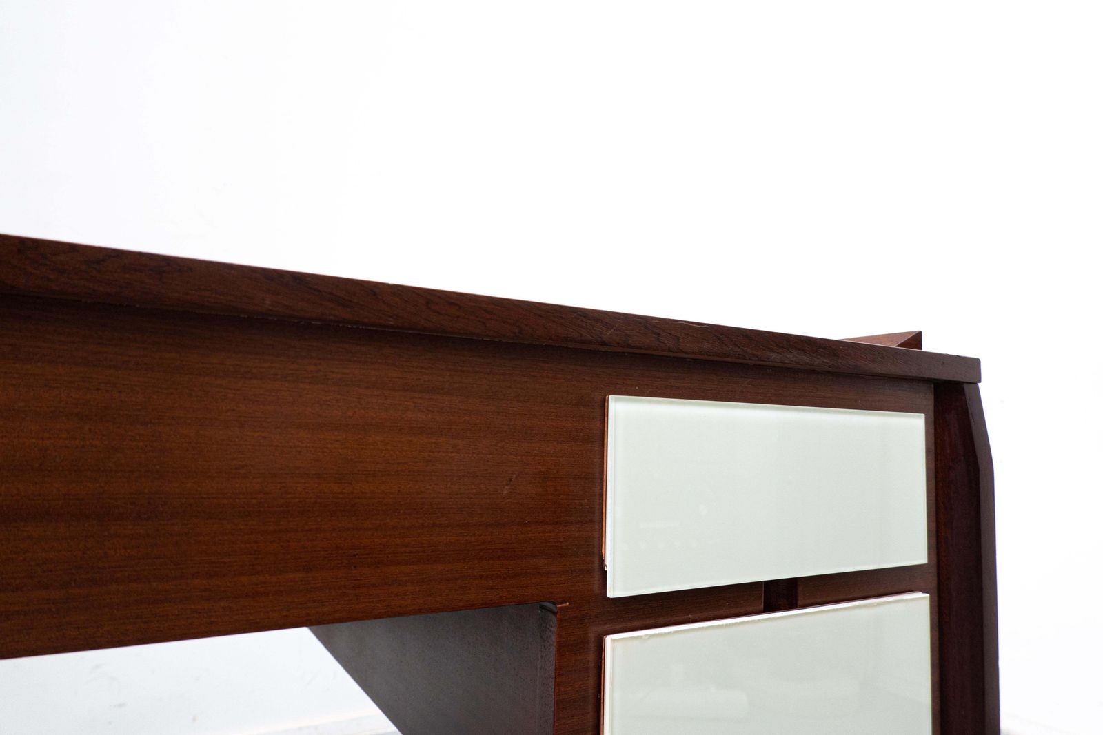 Mid Century Modern Italian Desk, Wood And Glass, 1950s photo Furniture