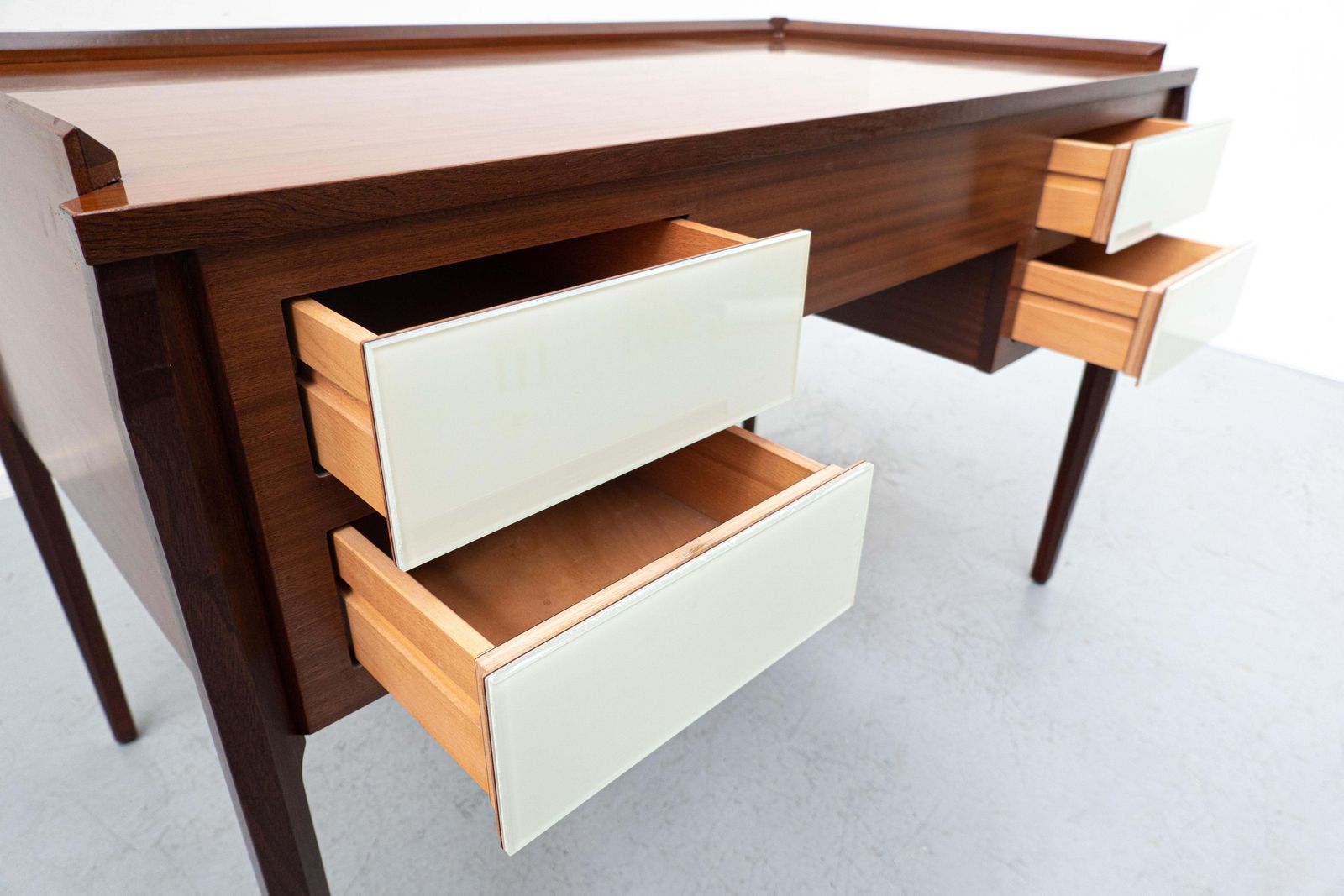 photo for sale Mid Century Modern Italian Desk, Wood And Glass, 1950s
