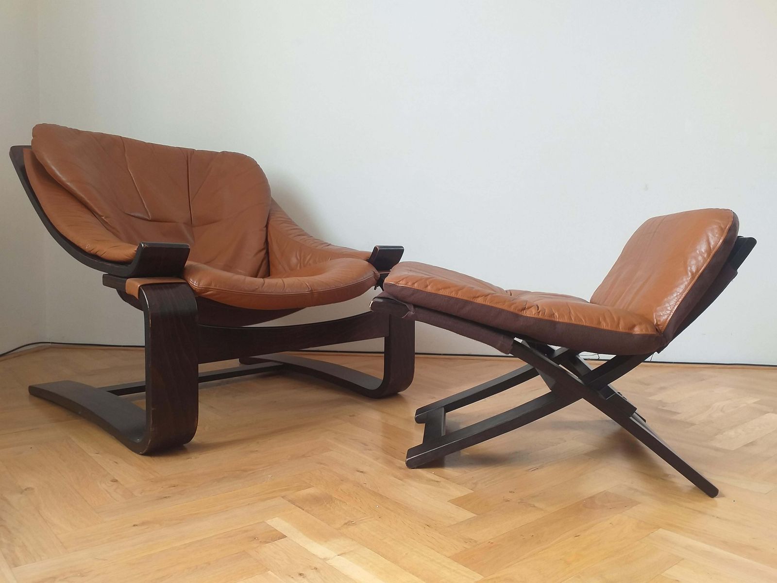 Midcentury Lounge Chair Kroken With Ottoman, Ake Fribytter, Nelo, Sweden, 1970s photo Furniture