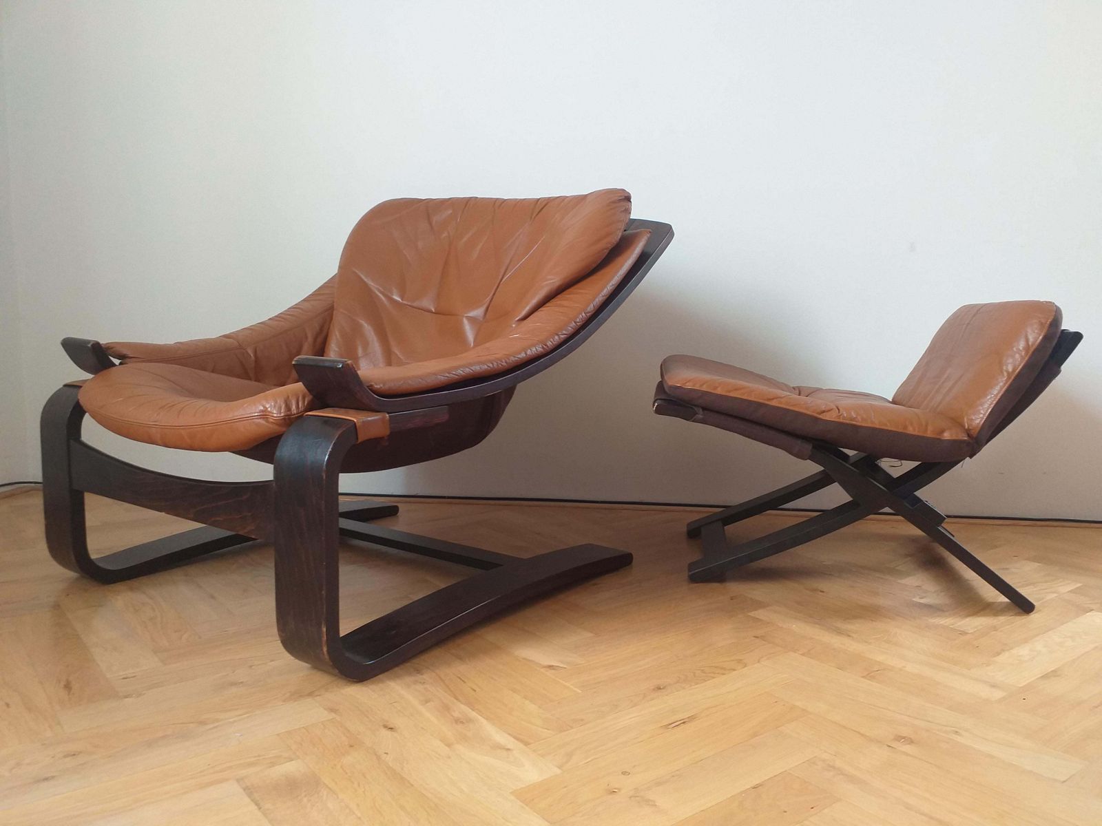 Midcentury Lounge Chair Kroken With Ottoman, Ake Fribytter, Nelo, Sweden, 1970s photo buy