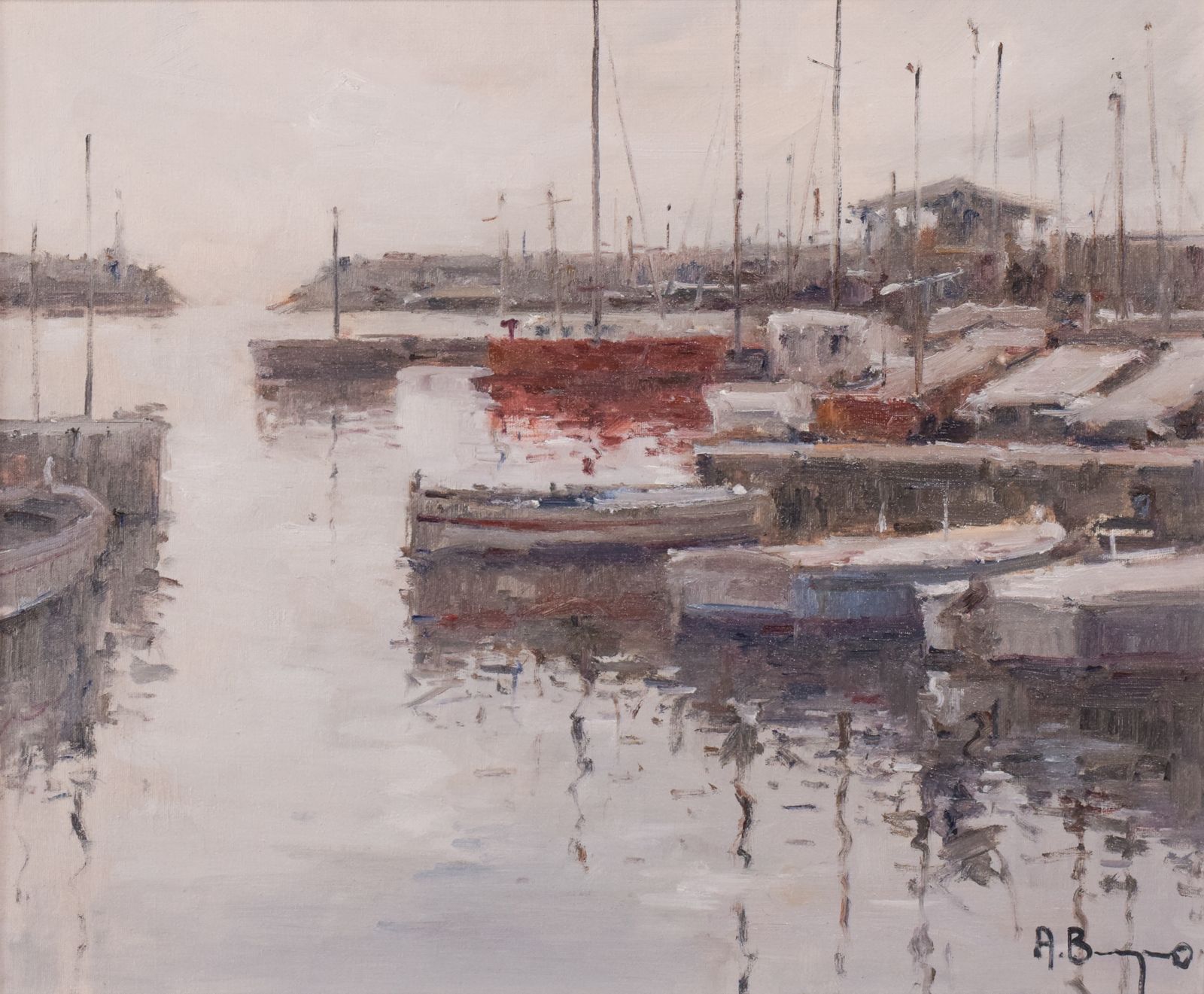 Post Impressionistisch Havenlandschap Met Vissersbootjes