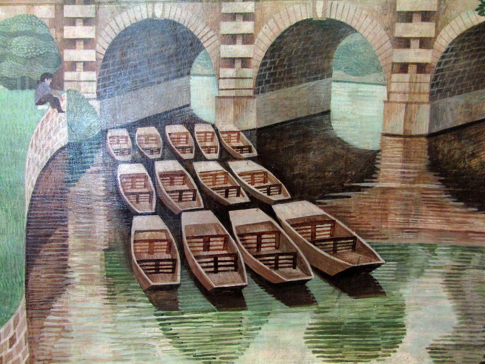 Large 1978 Acrylic On Board "Magdalen College, Oxford" By Alfred Daniels Rba photo 5000.0