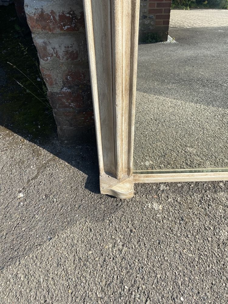 An Exceptional Large Antique French 19th Century Carved Wood & Gesso Arched Top Painted Mirror photo for sale