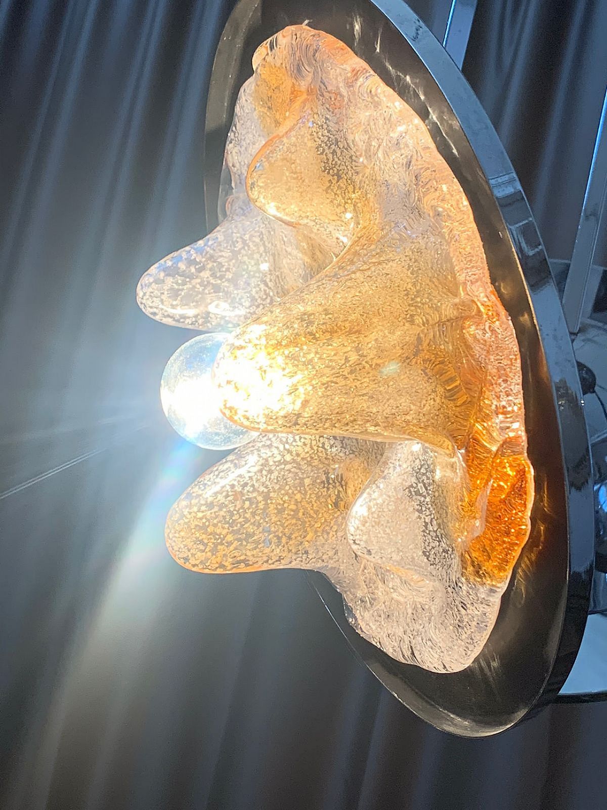 1918.8 Stained Glass And Steel Chandelier By Carlo Nason For Mazzega, 60s photo