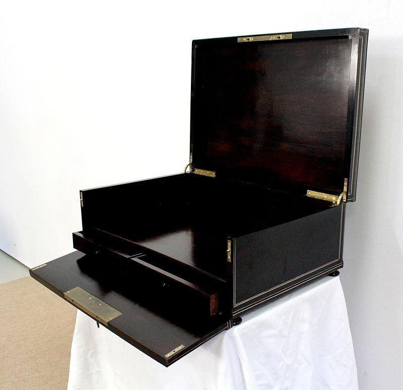 Travel Writing Case In Blackened Wood And Inlays, Napoleon III Period, Mid 19th Century photo 2976.7