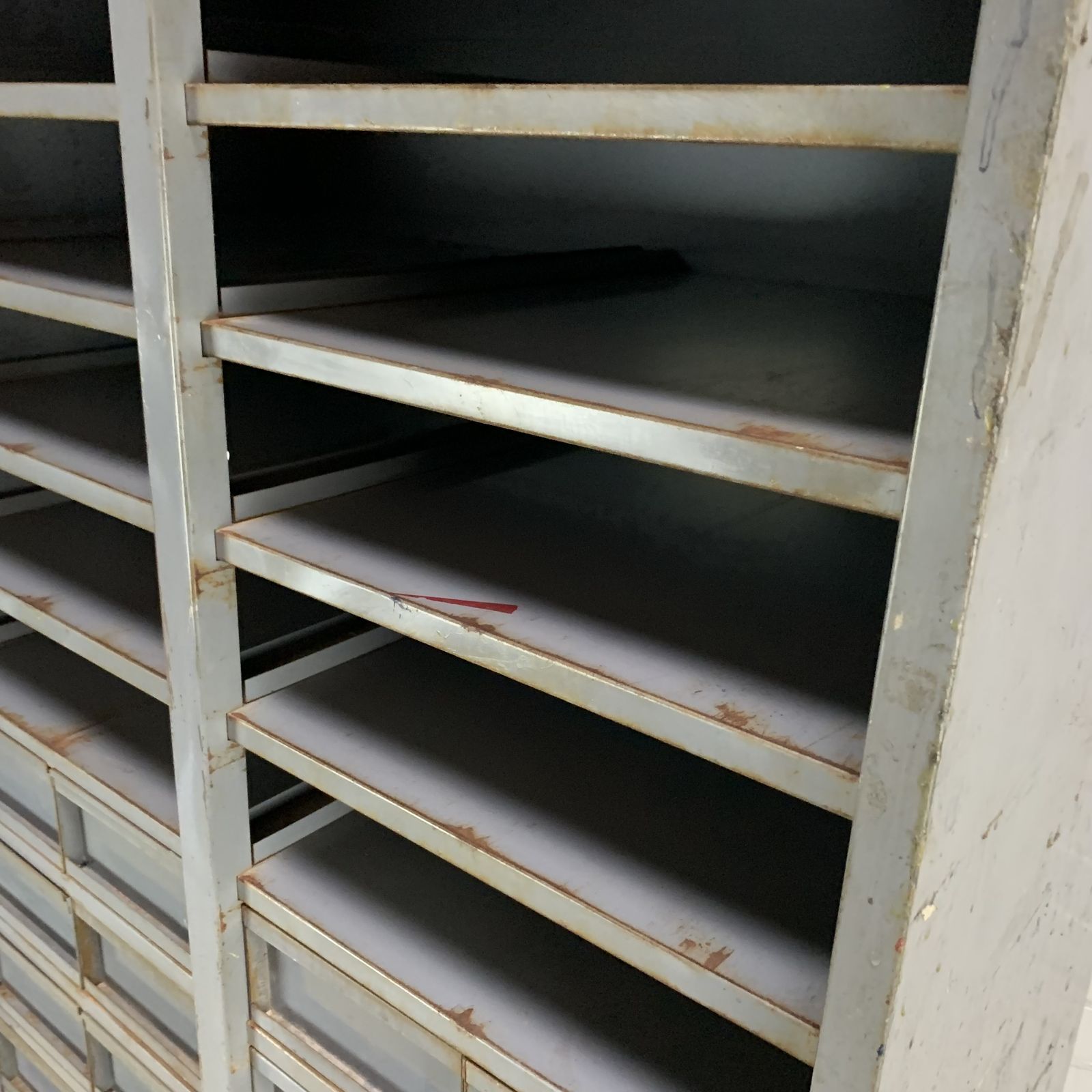 Tall Vintage Industrial Workshop Drawers And Shelving Unit photo vinterior