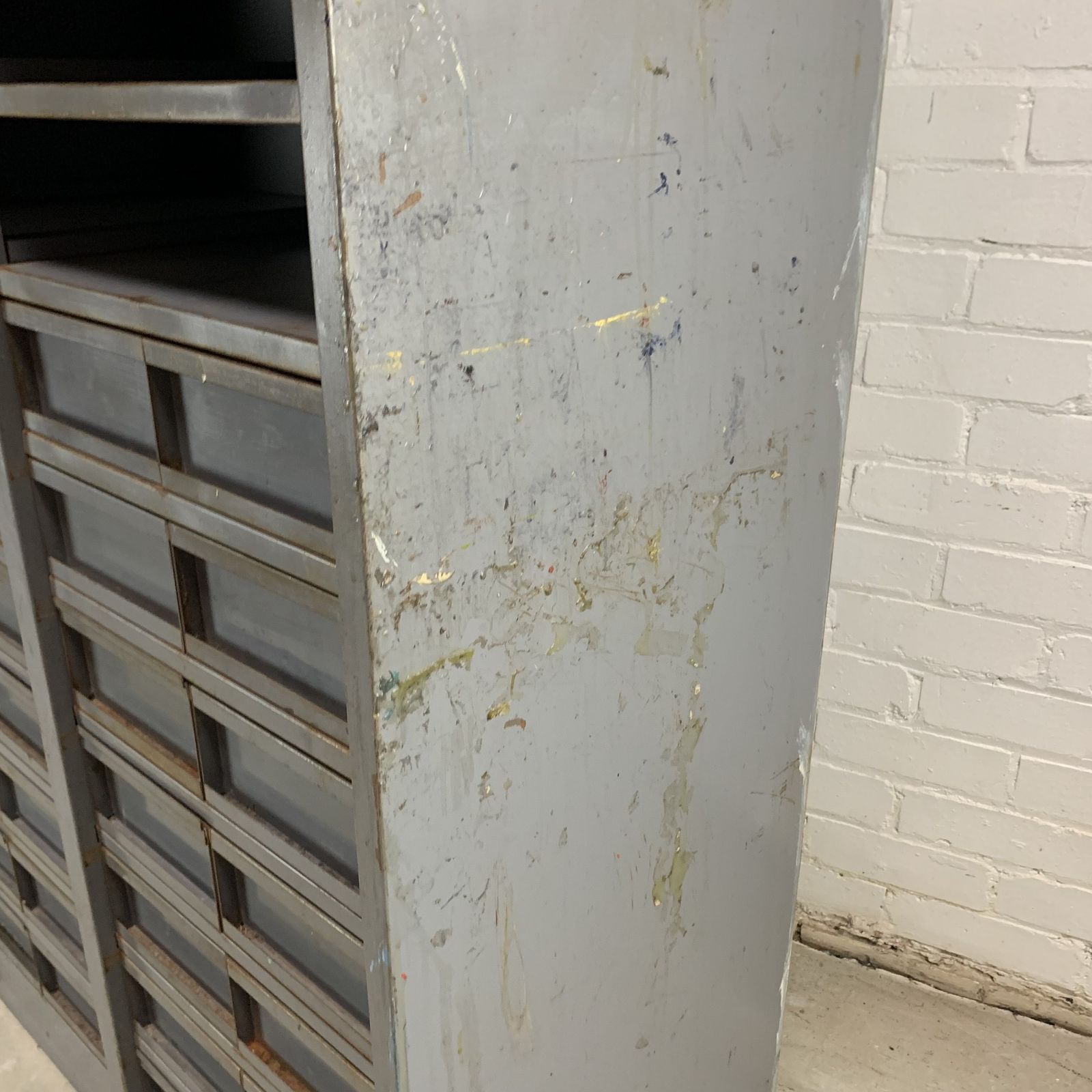 Tall Vintage Industrial Workshop Drawers And Shelving Unit photo buy