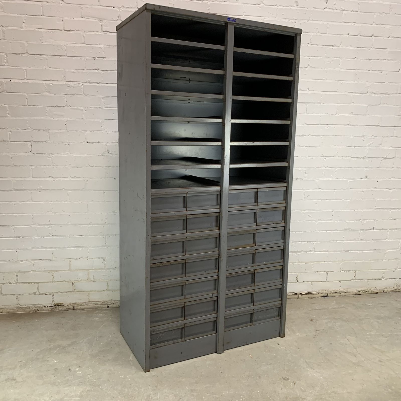 photo furniture Tall Vintage Industrial Workshop Drawers And Shelving Unit