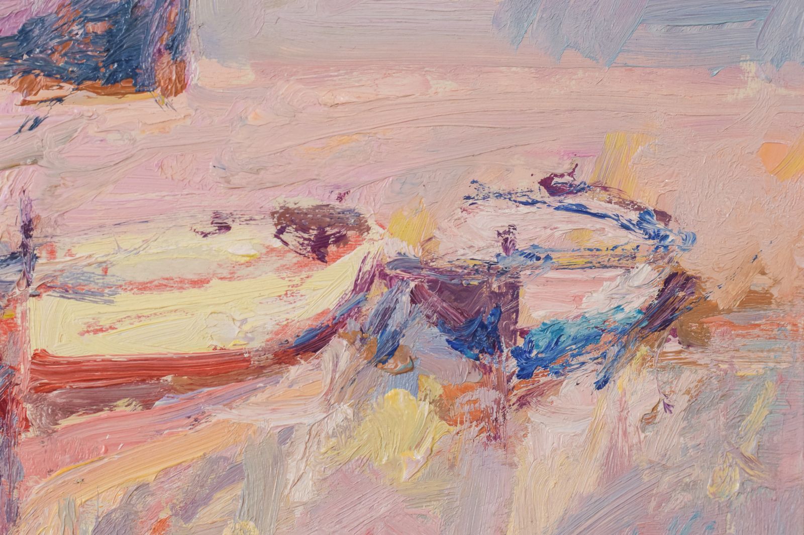 Post Impressionist Oil Painting Of Fishing Boats photo vinterior