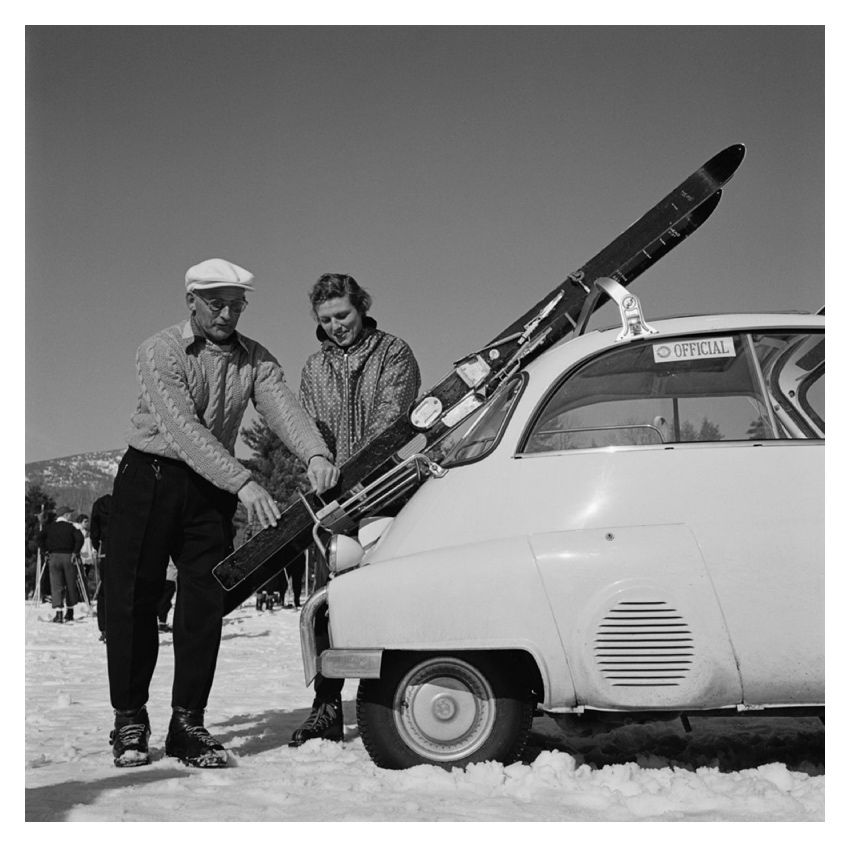 Slim Aarons 'New England Skiing Essentials' 1955 Oversize Unframed Silver Gelatine Fibre Print