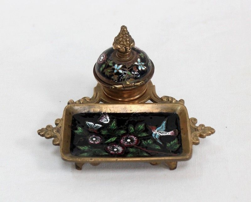 Small Inkwell In Bronze And Enamels, Napoleon III Period   19th Century photo furniture