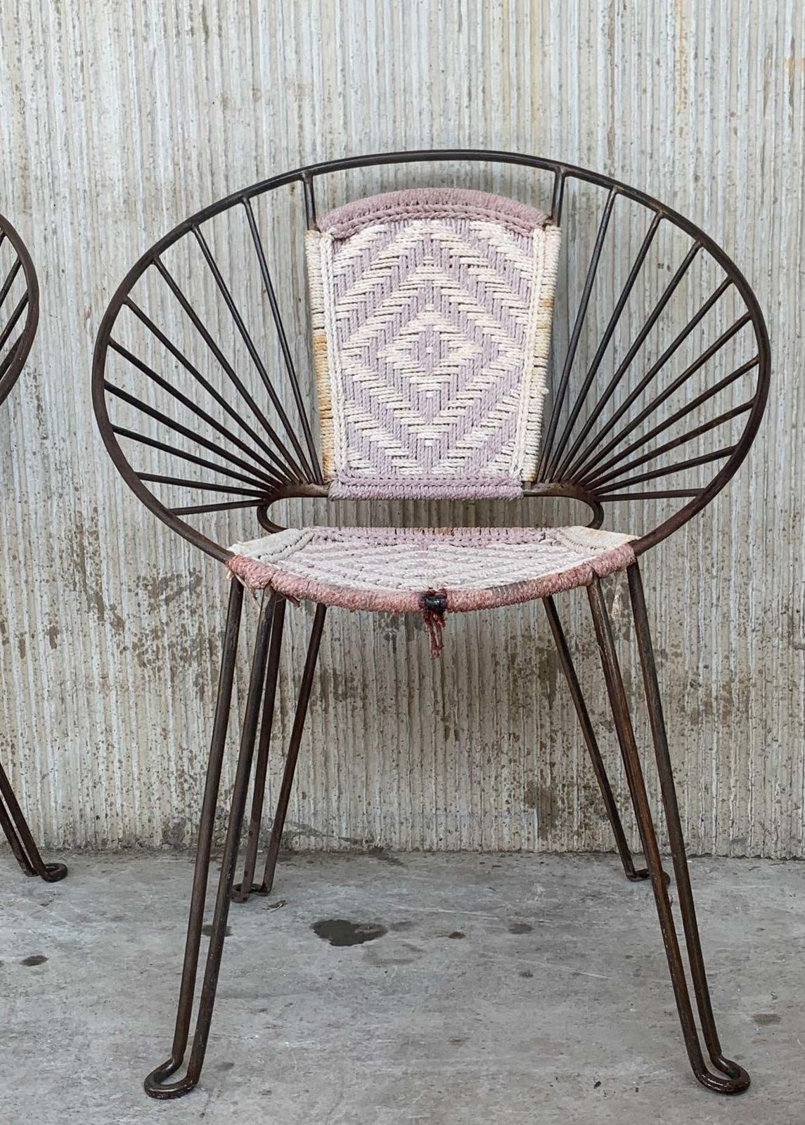 Pair Mid Century Hoop Chairs With Caned Seat And Back photo buy