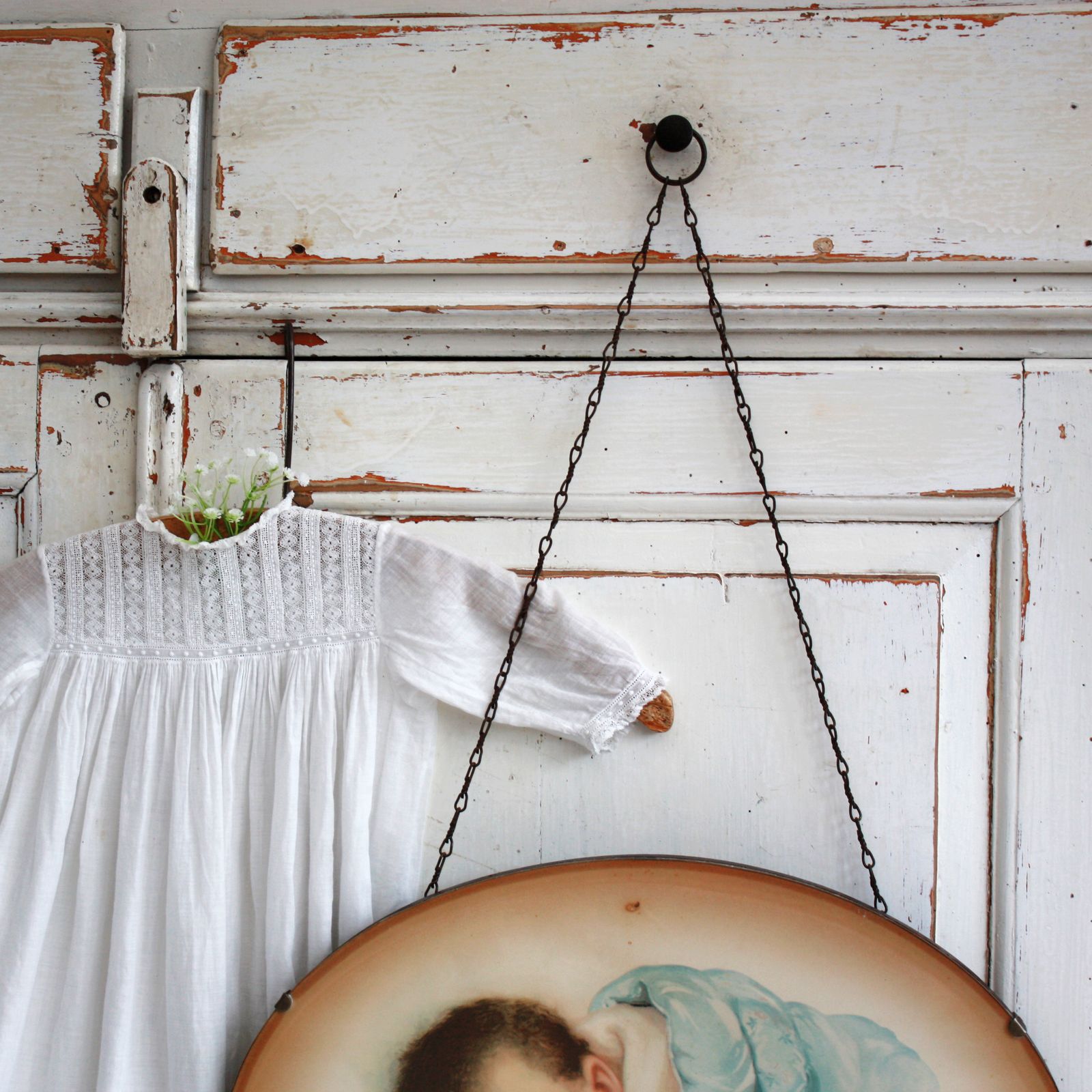 Large Glazed Oval 1930's Baby Print By Lilian Rowles photo for sale