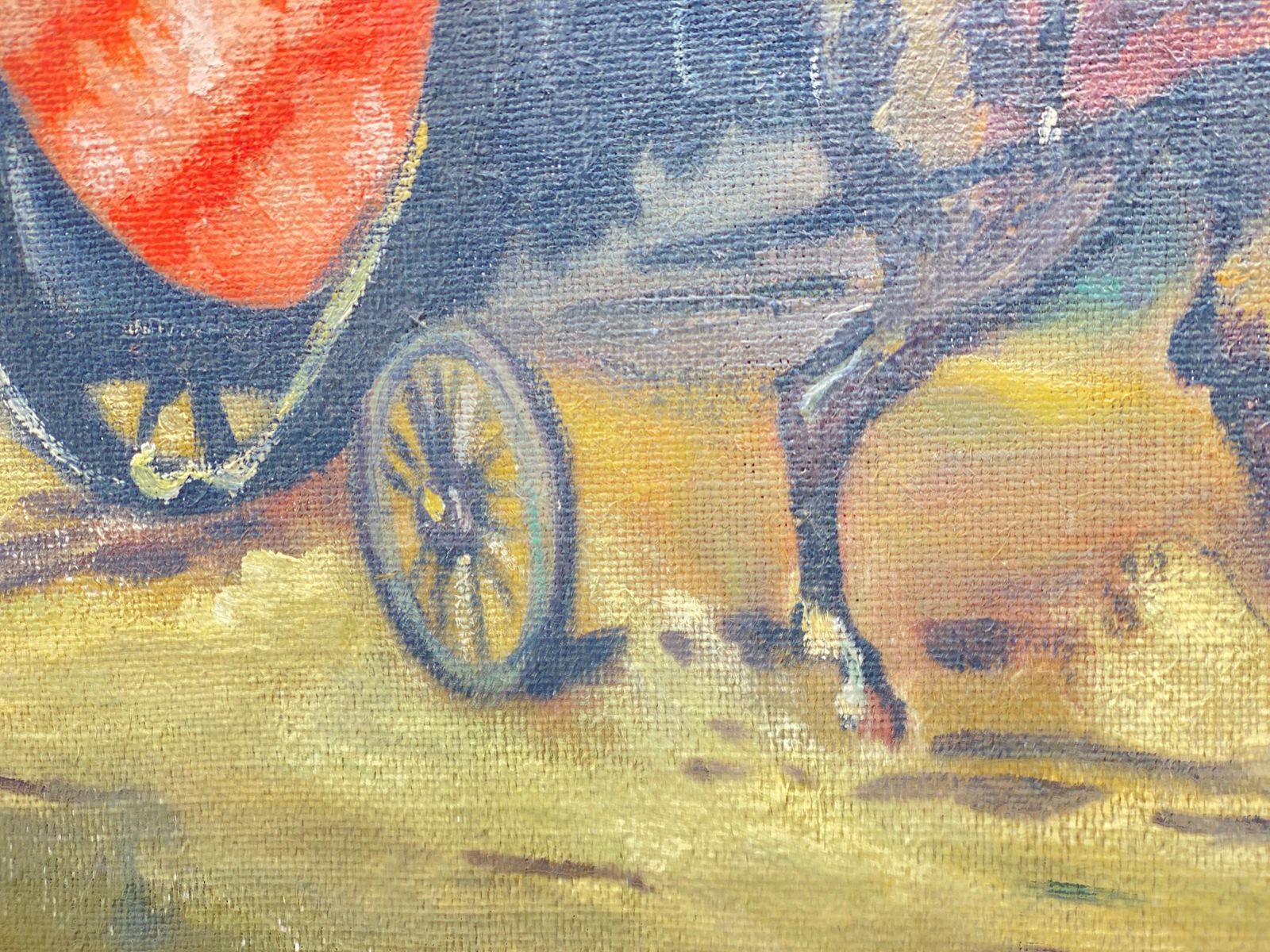 Original Oil Painting, A Couple In A Horse Team By French Painter Bousquet photo Art