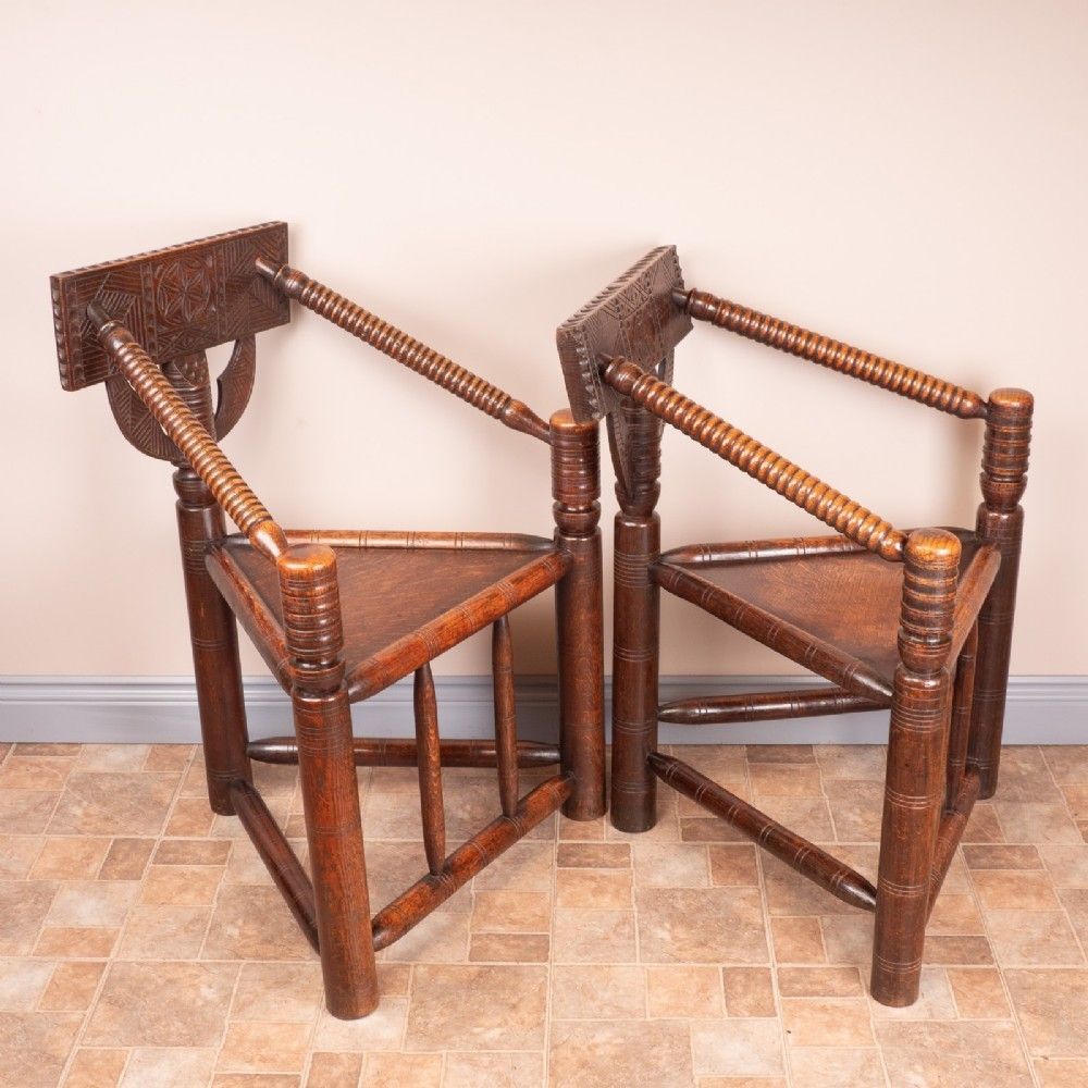 photo furniture Ladies & Gents Pair Of 19thc 'Old Saxon' Turned Oak Chairs