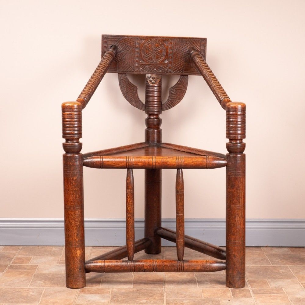 photo vintage Ladies & Gents Pair Of 19thc 'Old Saxon' Turned Oak Chairs