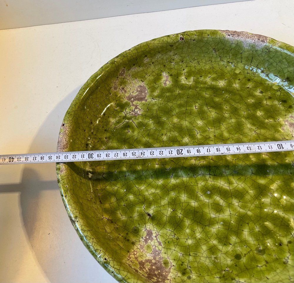 Large Green Stoneware Centerpiece In Raku Crackle Glaze photo furniture