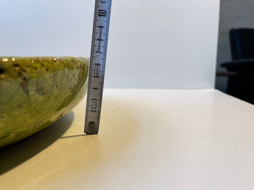 Large Green Stoneware Centerpiece In Raku Crackle Glaze photo Home Decor