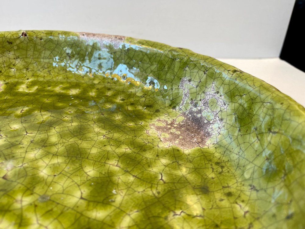 photo furniture Large Green Stoneware Centerpiece In Raku Crackle Glaze