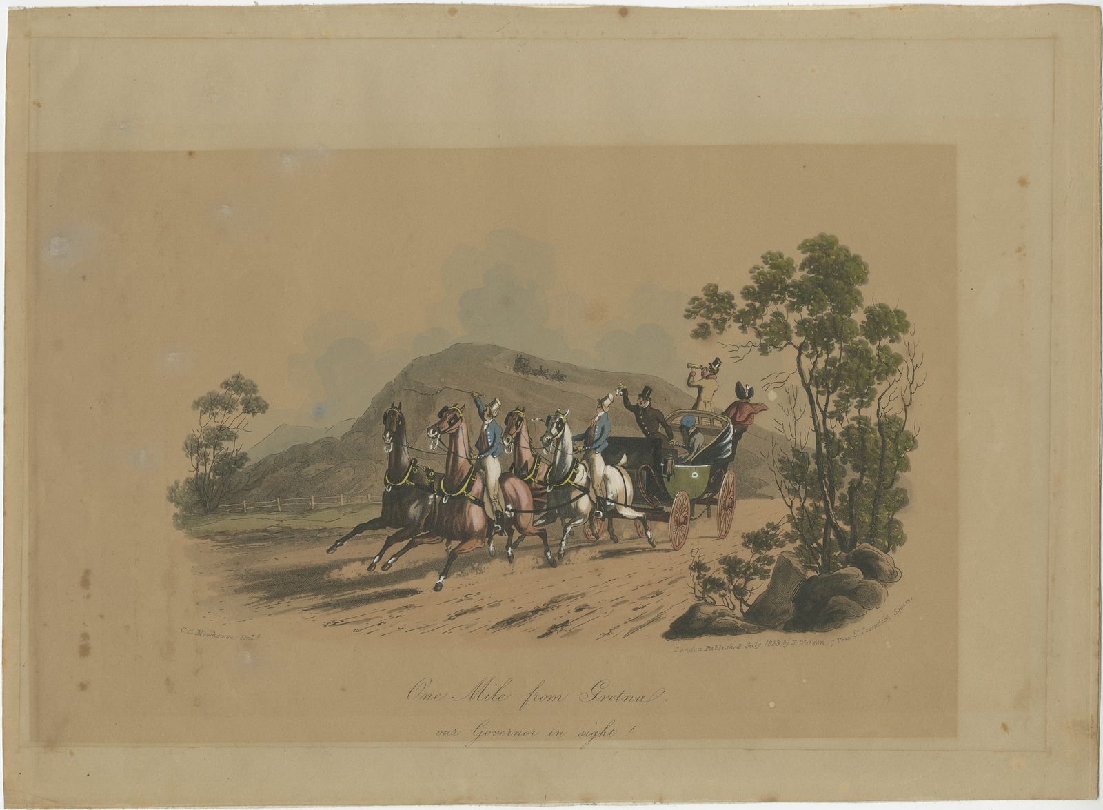 Set Of 2 Antique Prints With Scenes Near Gretna By Newhouse (1833) photo for sale