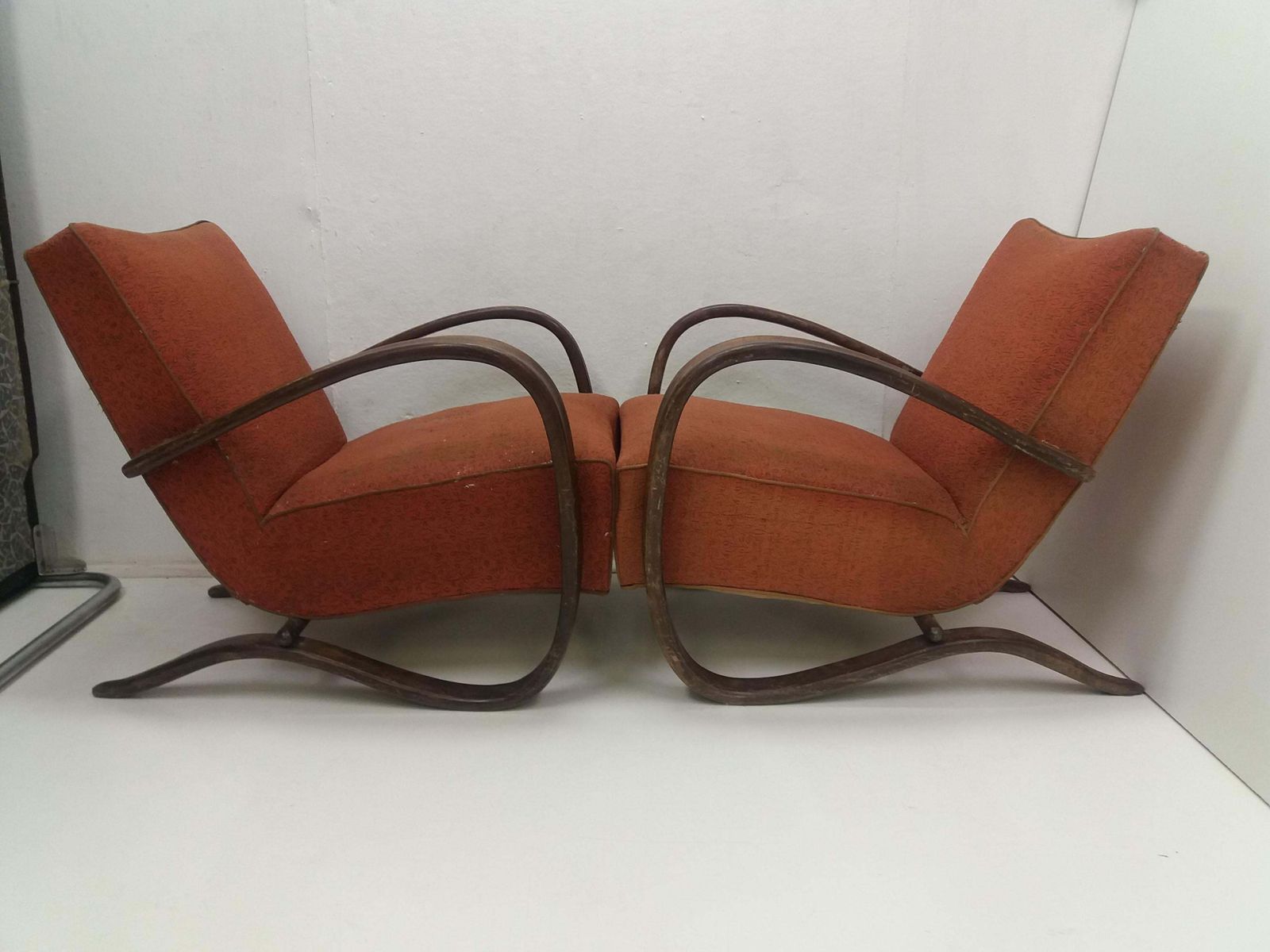 Furniture 1930 Pair Of Armchairs + Spider Table, By Halabala For Thonet, Czechoslovakia photo