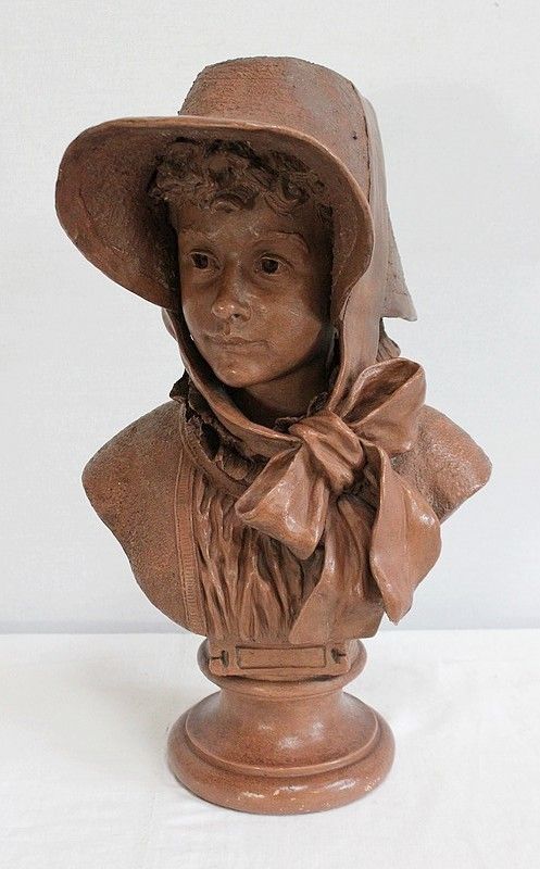 Important Bust Of A Woman In Terracotta, Signed A. Blanc   Period 1900