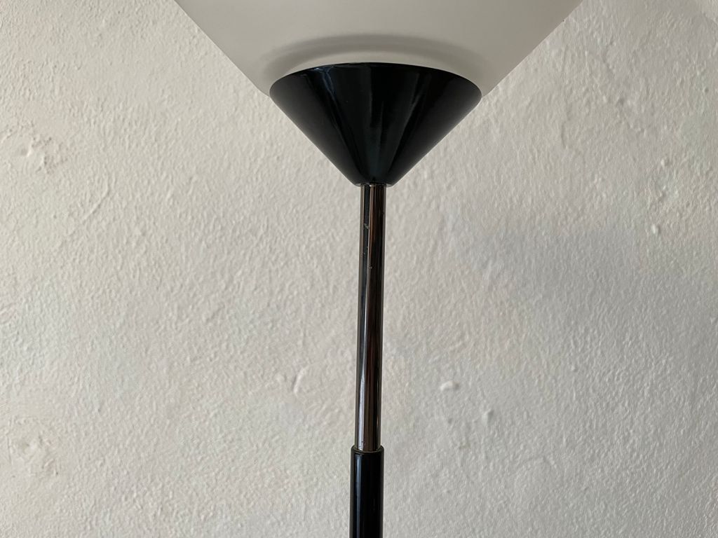 Italian Modern Conical Glass And Black Metal Floor Lamp, 1970s, Italy photo vintage