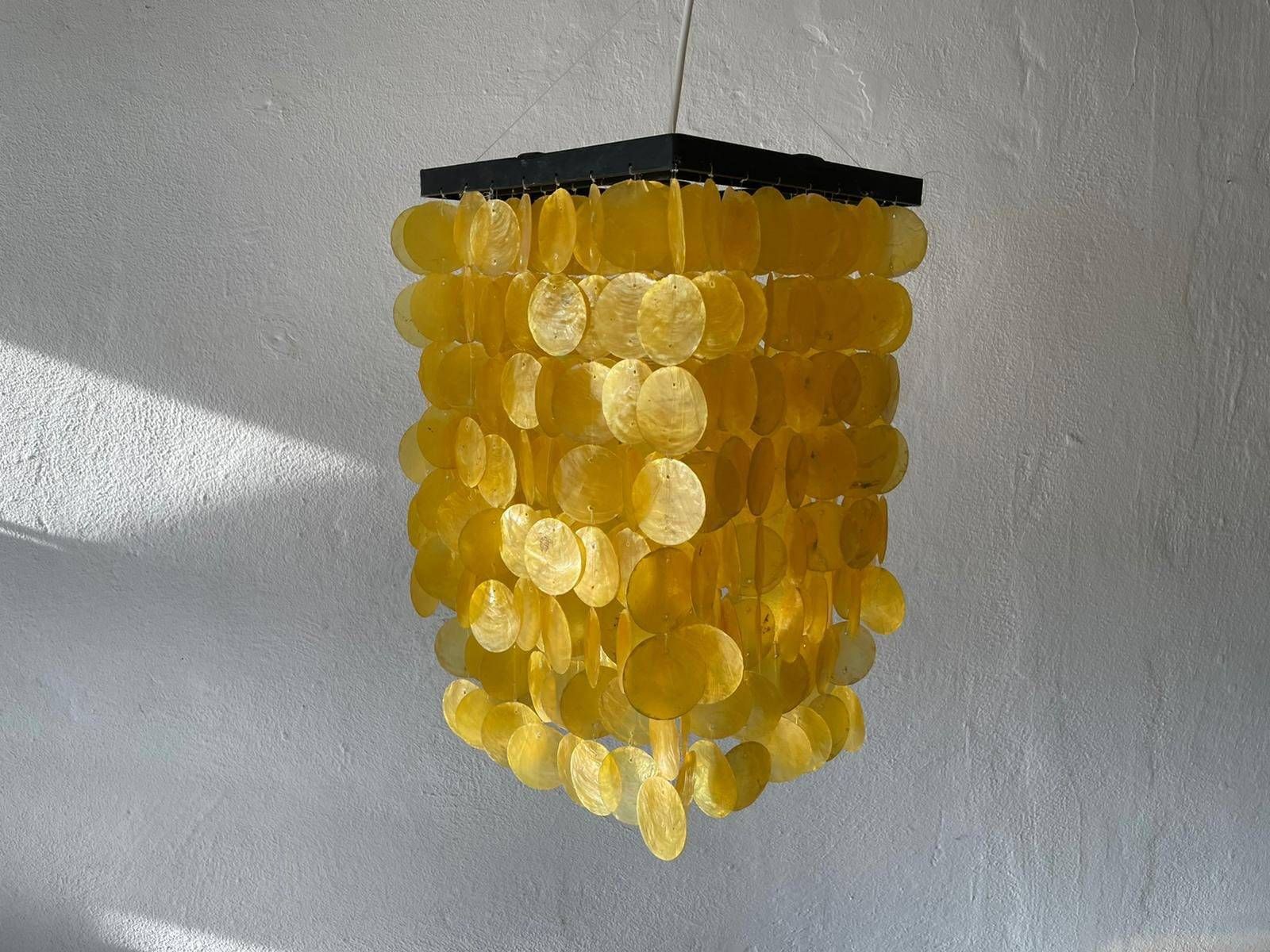 Yellow Seashell Plates Chandelier In Style Of Verner Panton, 1960s, Germany photo furniture