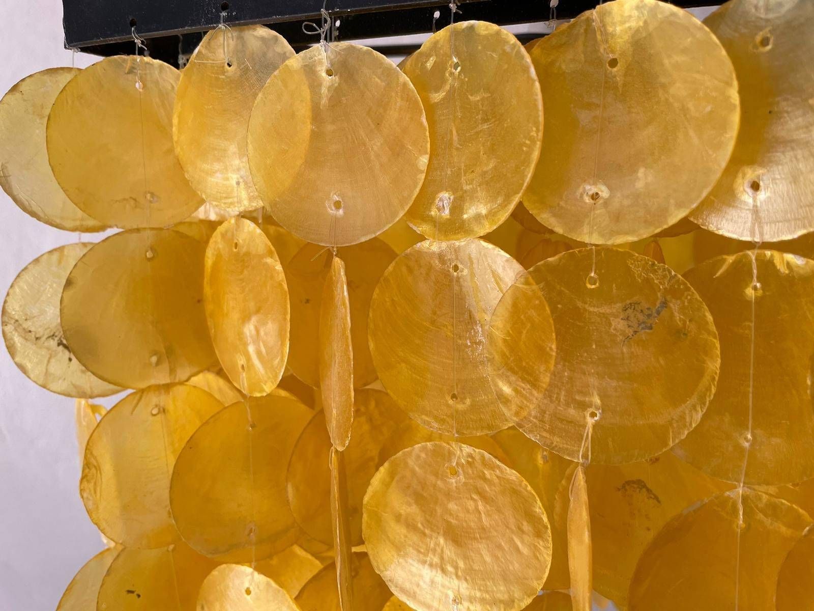 Yellow Seashell Plates Chandelier In Style Of Verner Panton, 1960s, Germany photo vintage