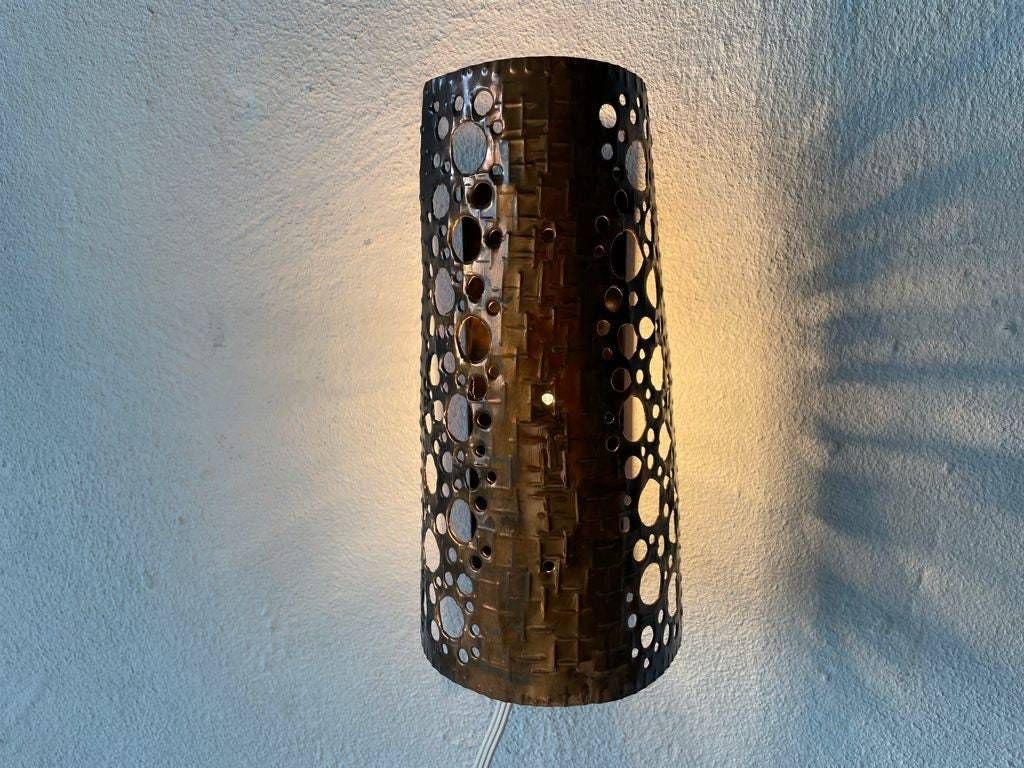 Copper Colour Handcrafted Metal Single Sconce, 1950s photo vinterior