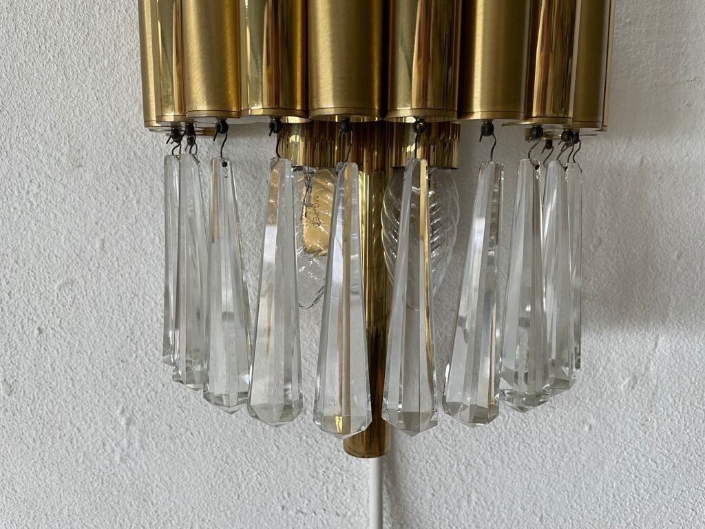 Brass & Crystal Glass Lux Sconce, 1960s photo vinterior