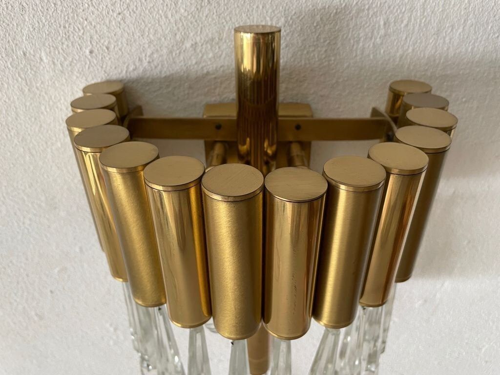 Brass & Crystal Glass Lux Sconce, 1960s photo buy