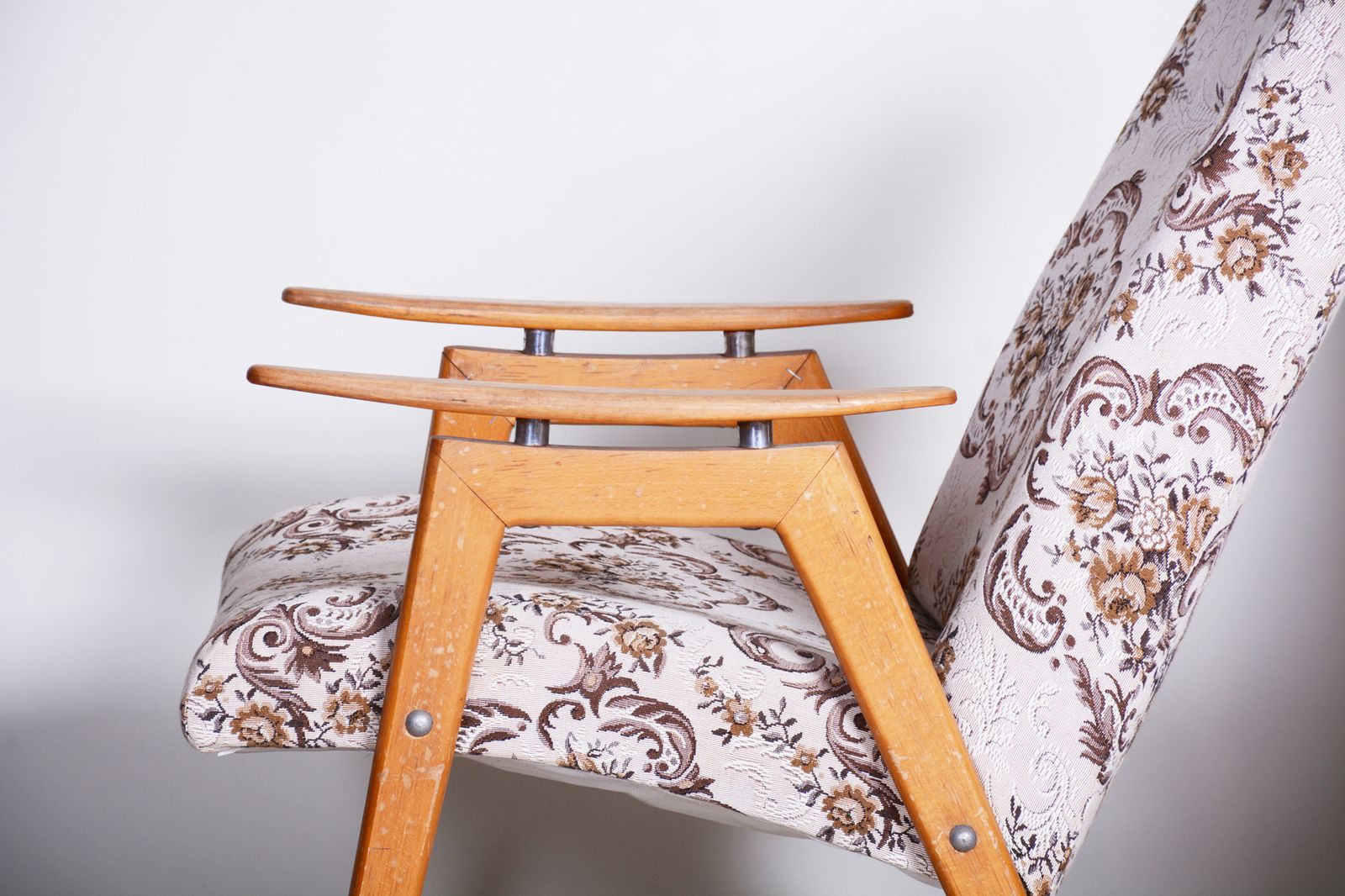 Pair Of Beige Midcentury Armchairs, Made In Czechia, 1950s. Original Condition photo buy