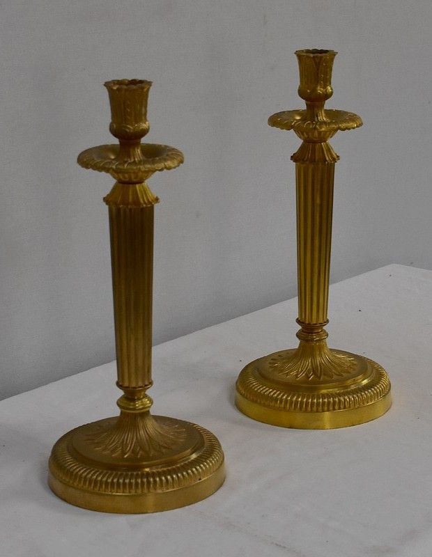 Pair Of Gilt Bronze Torches, Louis XVI Style   Early 20th Century photo for sale