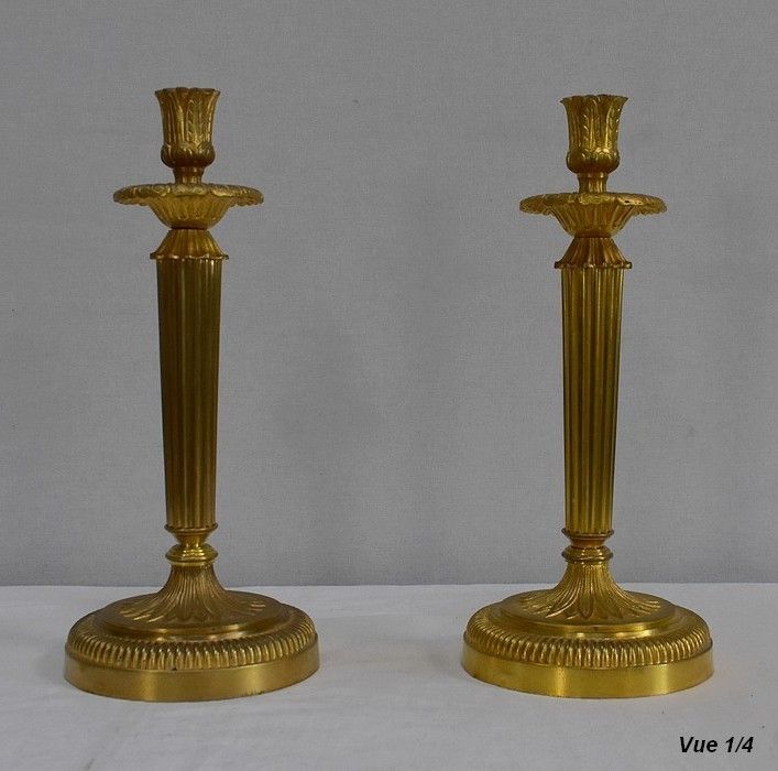 photo vinterior Pair Of Gilt Bronze Torches, Louis XVI Style   Early 20th Century