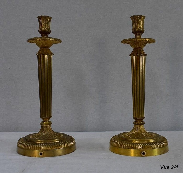photo vintage Pair Of Gilt Bronze Torches, Louis XVI Style   Early 20th Century