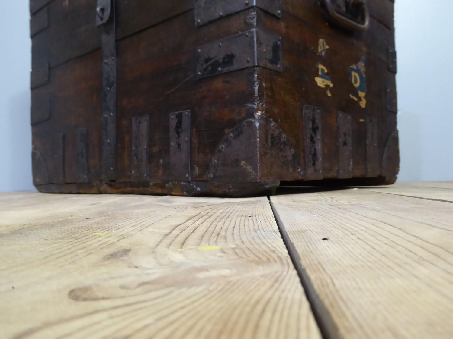 photo for sale Early 19th C Banded Oak Silver Trunk