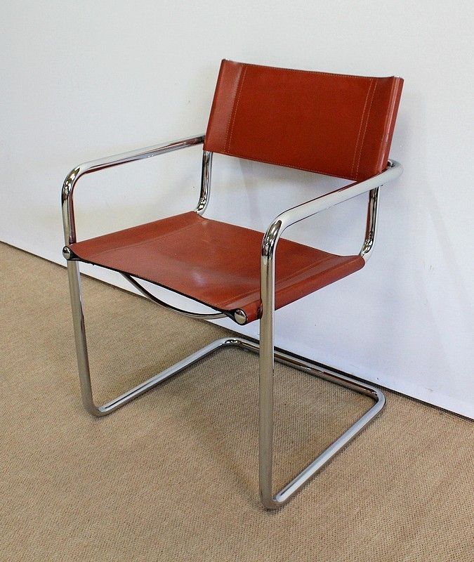 Suite Of 4 Leather Armchairs Signed Matteo Grassi   1960s photo Furniture