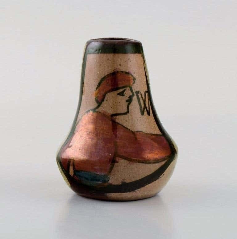 Bayeux, France, Two Miniature Vases In Hand Painted Glazed Ceramics photo Home Decor