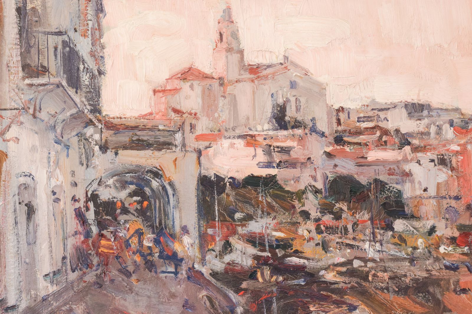 Post Impressionistisch Stadsgezicht Met Kerk photo Kunst