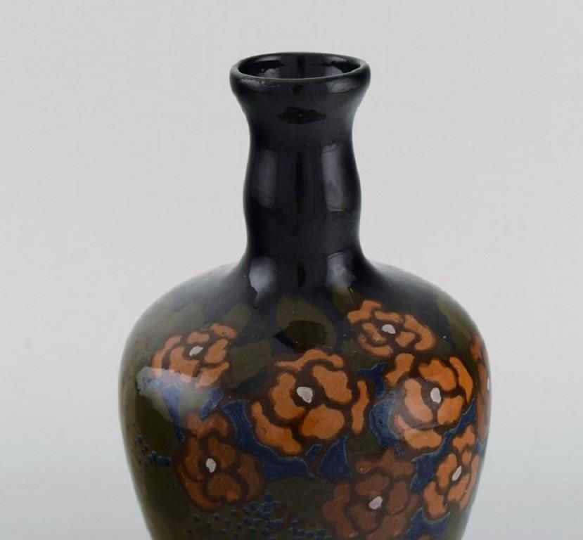 Arnhem, Holland, Antique Art Nouveau Vase With Hand Painted Flowers photo for sale