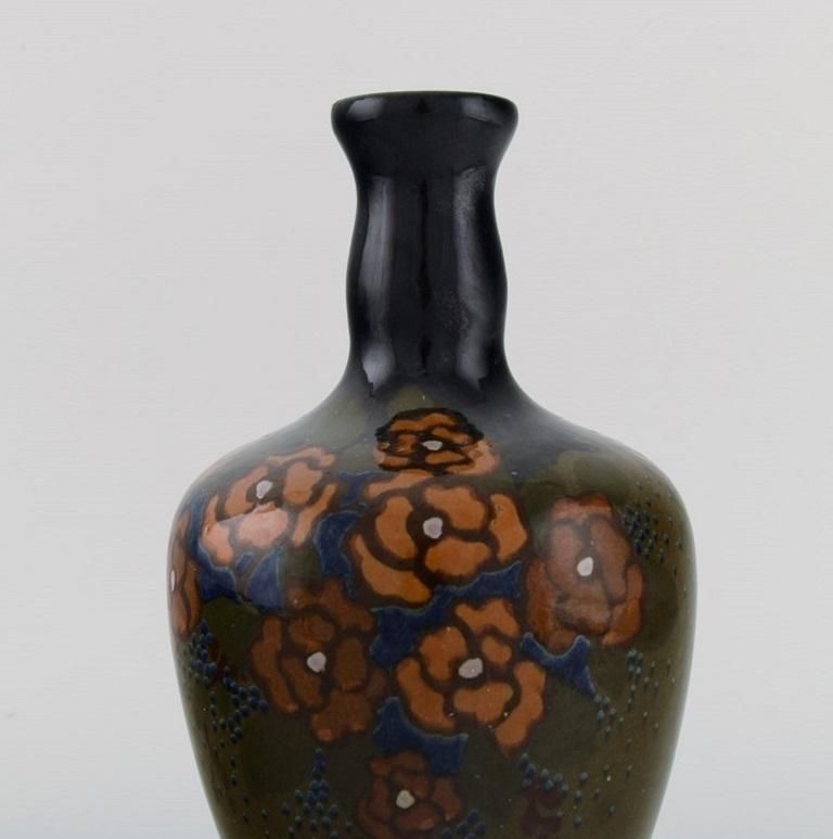 Arnhem, Holland, Antique Art Nouveau Vase With Hand Painted Flowers photo Home Decor