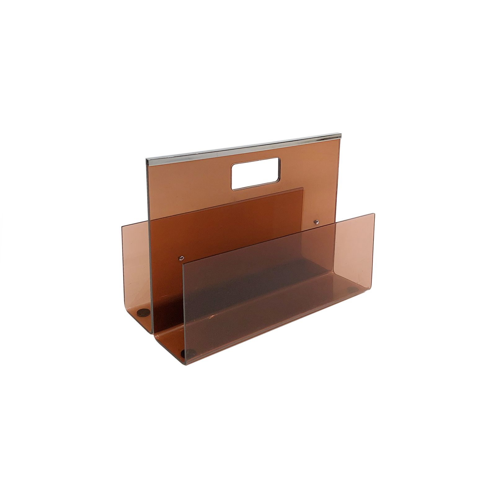 Michel Dumas Smoked Acrylic Magazine Rack 1970s Hollywood Regency Modernism