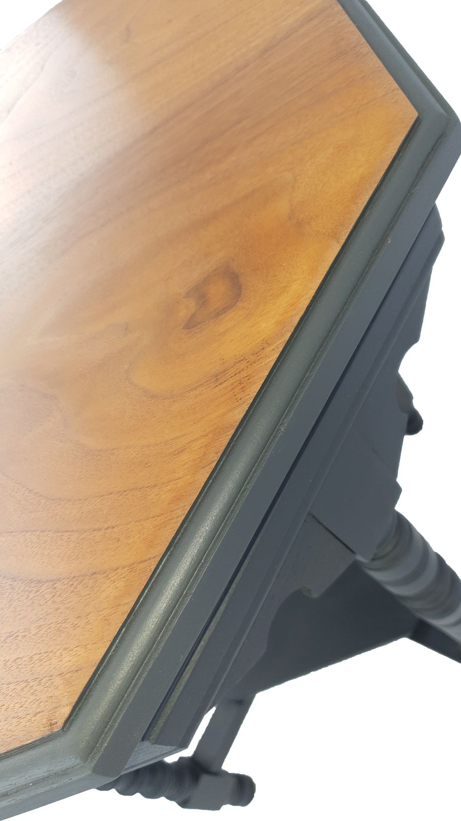 Edwardian Octagonal Mahogany And Black End Hall Lamp Occasional Table With Turned Legs photo vinterior