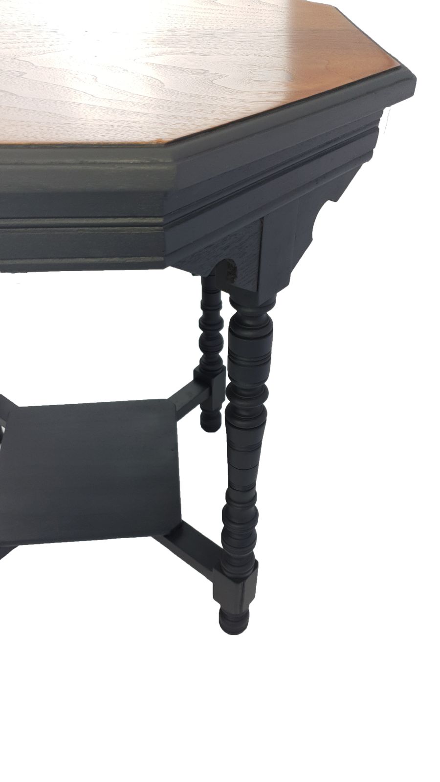 photo furniture Edwardian Octagonal Mahogany And Black End Hall Lamp Occasional Table With Turned Legs